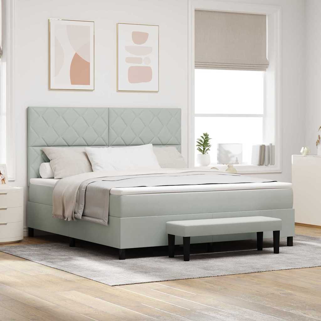 Boxspring bed met hoofdeinde Lichtgrijs 200 x 180 cm Fluweel is nu te koop bij PeponiXL, paradijselijk wonen!