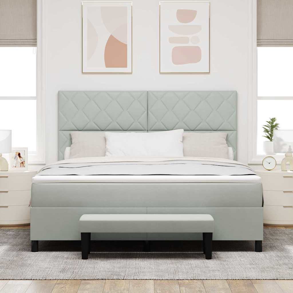 Boxspring bed met hoofdeinde Lichtgrijs 200 x 180 cm Fluweel is nu te koop bij PeponiXL, paradijselijk wonen!