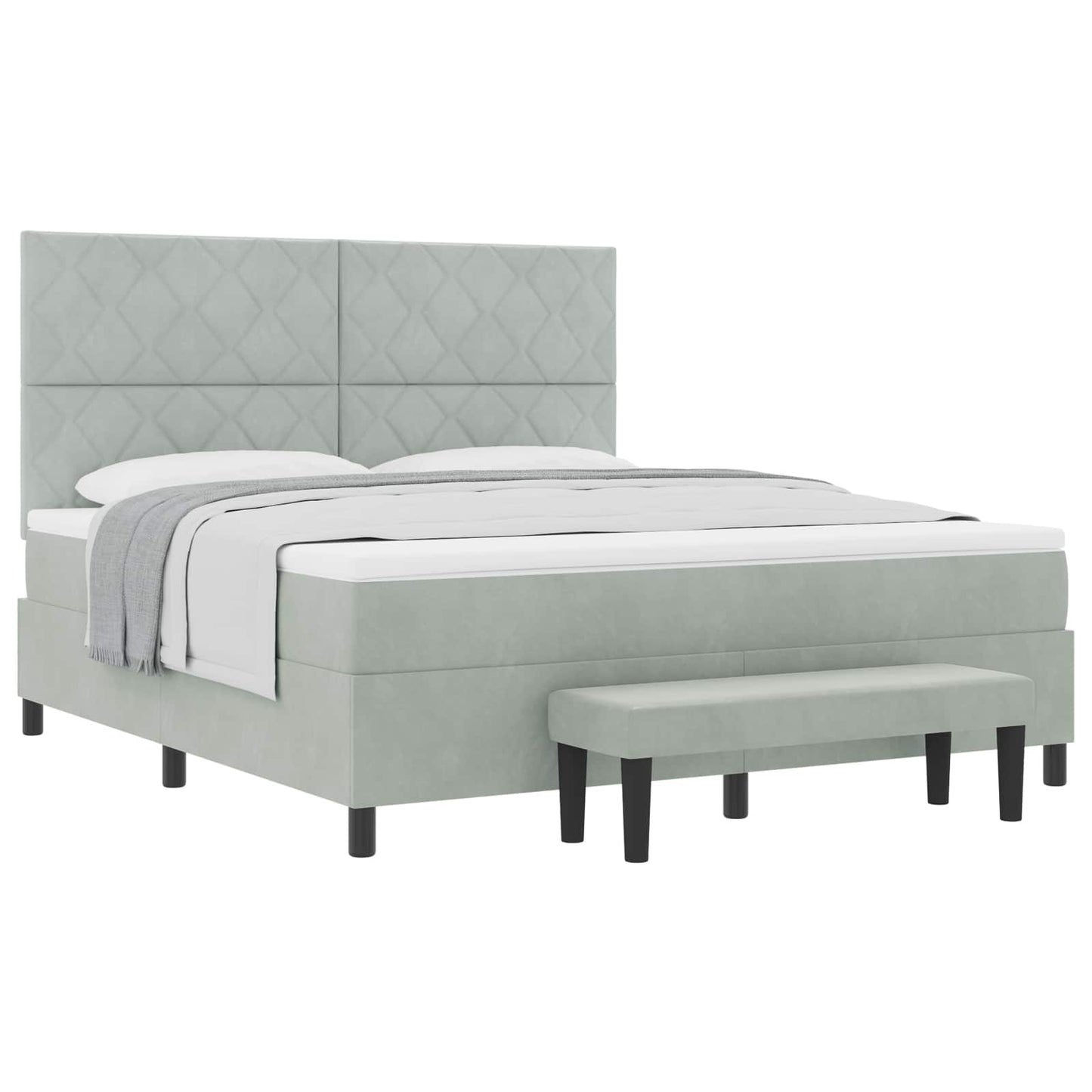 Boxspring bed met hoofdeinde Lichtgrijs 200 x 180 cm Fluweel is nu te koop bij PeponiXL, paradijselijk wonen!