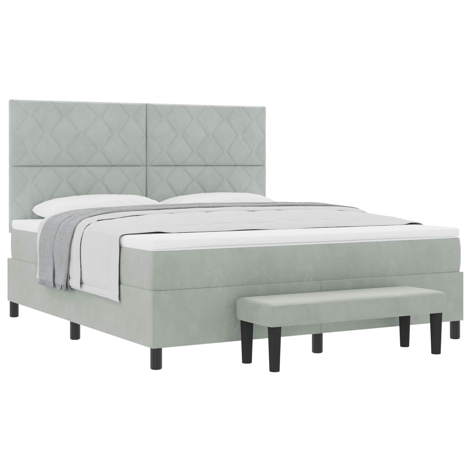 Boxspring bed met hoofdeinde Lichtgrijs 200 x 180 cm Fluweel is nu te koop bij PeponiXL, paradijselijk wonen!