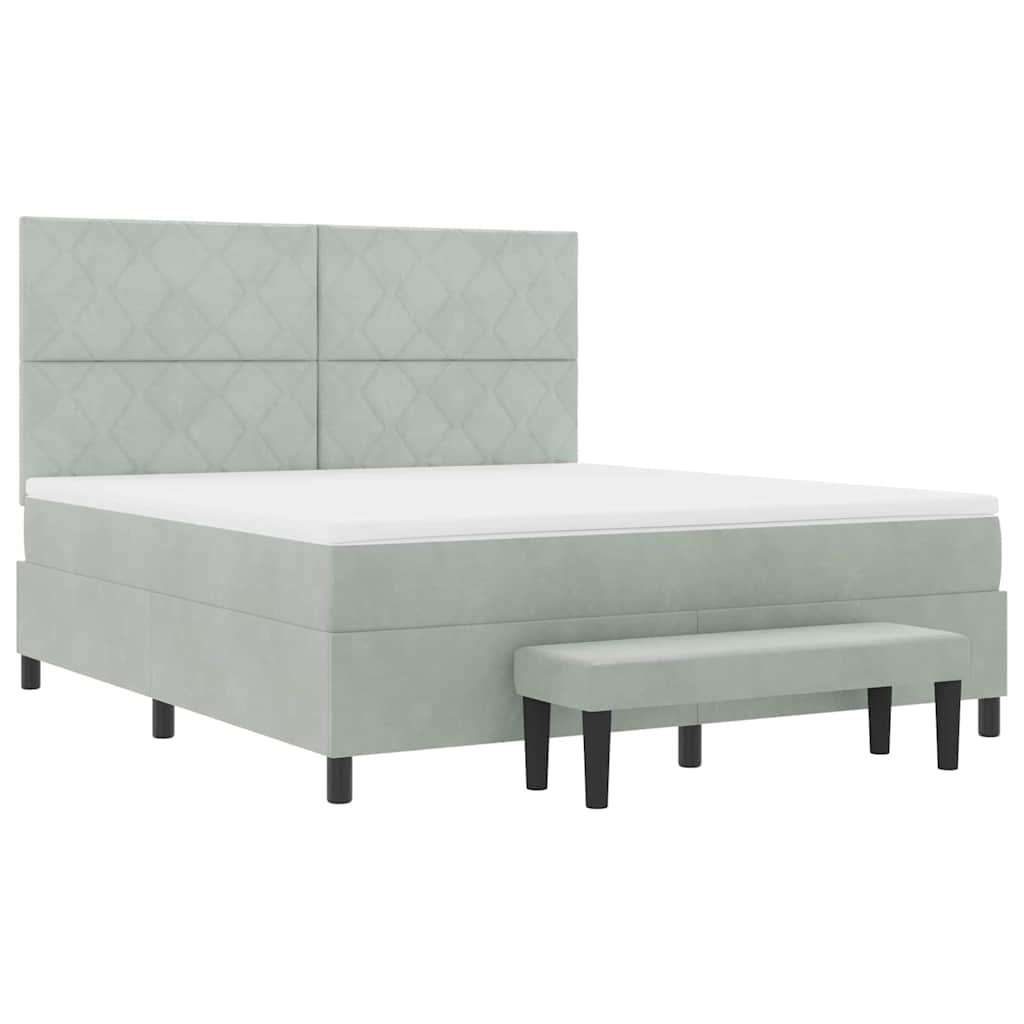 Boxspring bed met hoofdeinde Lichtgrijs 200 x 180 cm Fluweel is nu te koop bij PeponiXL, paradijselijk wonen!