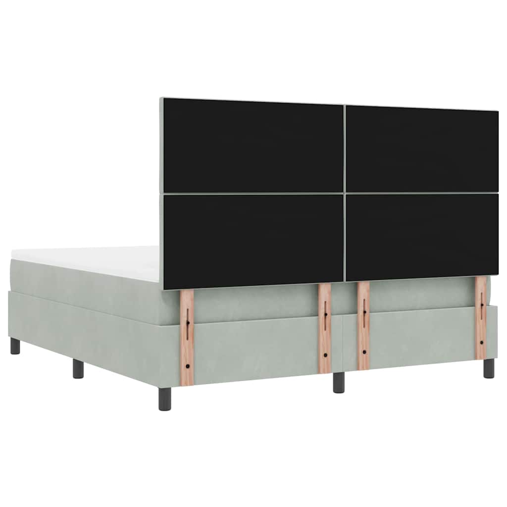Boxspring bed met hoofdeinde Lichtgrijs 200 x 180 cm Fluweel is nu te koop bij PeponiXL, paradijselijk wonen!