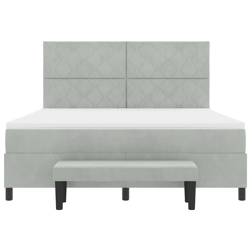 Boxspring bed met hoofdeinde Lichtgrijs 200 x 180 cm Fluweel is nu te koop bij PeponiXL, paradijselijk wonen!