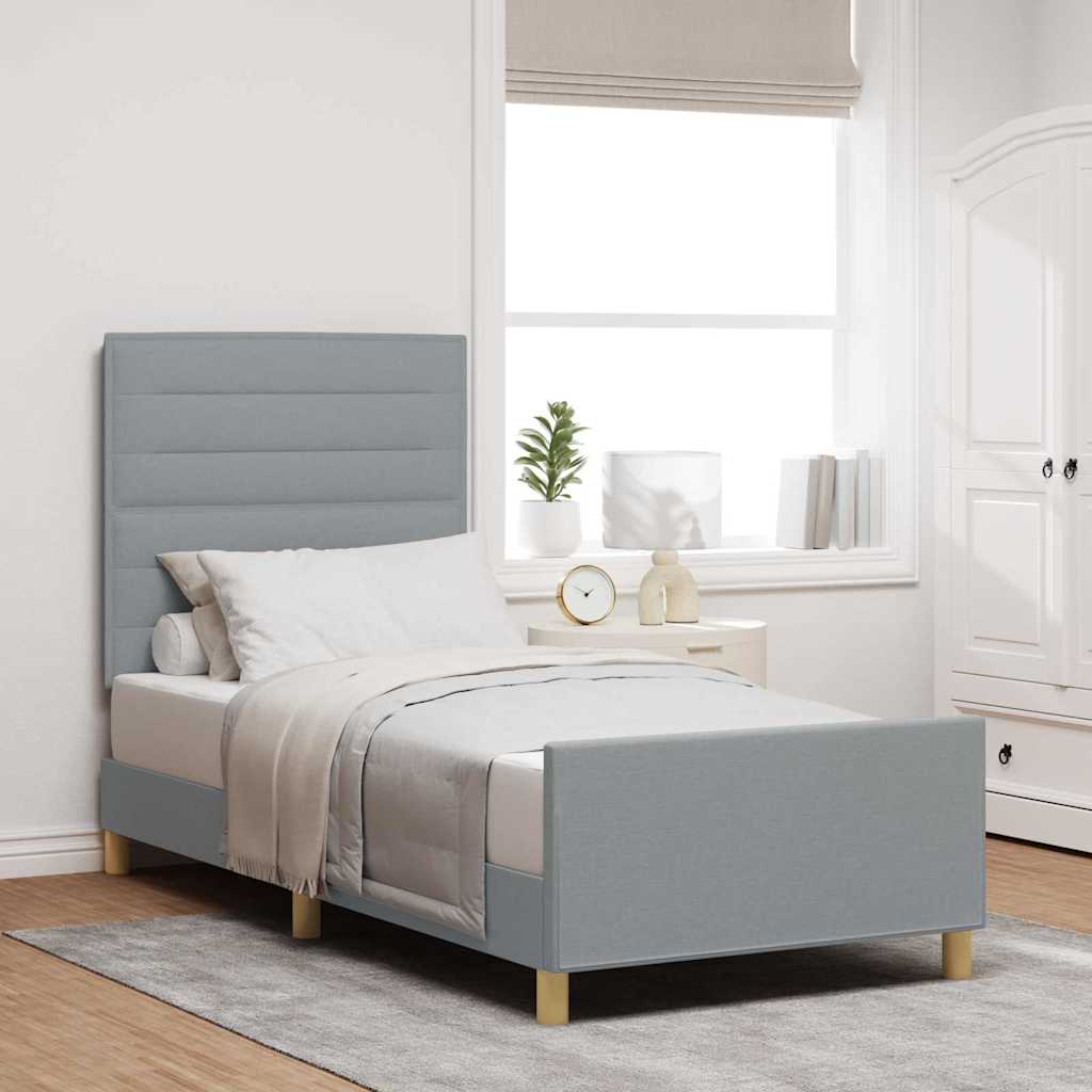 Bedframe met hoofdeinde Lichtgrijs 80 x 200 cm Stof is nu te koop bij PeponiXL, paradijselijk wonen!