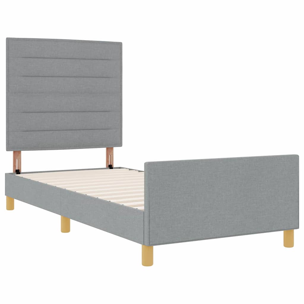 Bedframe met hoofdeinde Lichtgrijs 80 x 200 cm Stof is nu te koop bij PeponiXL, paradijselijk wonen!