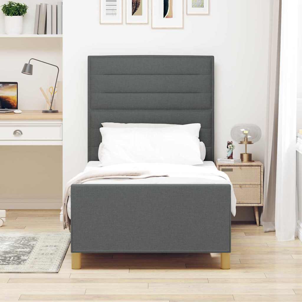 Bedframe met hoofdeinde Donkergrijs 80 x 200 cm Stof is nu te koop bij PeponiXL, paradijselijk wonen!