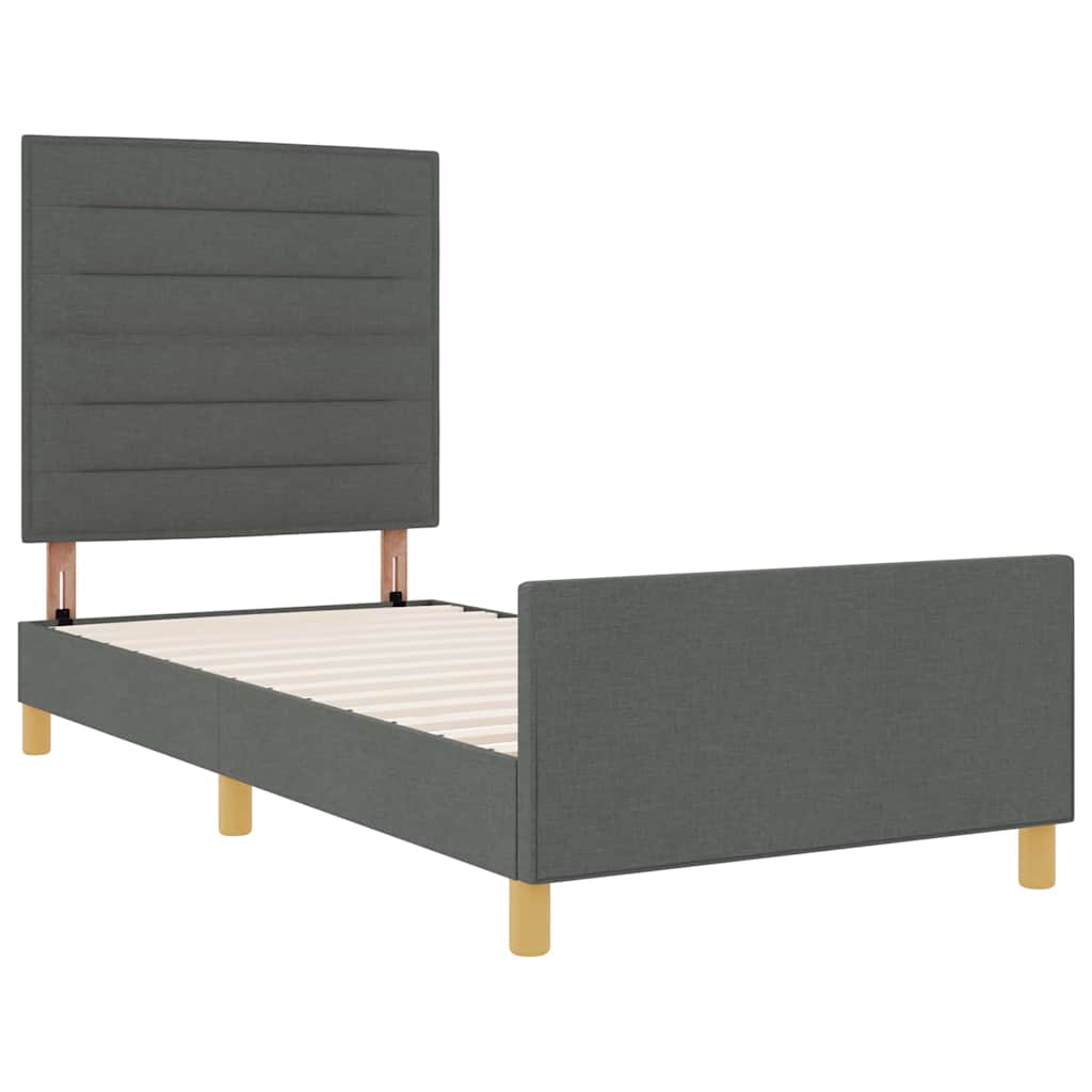 Bedframe met hoofdeinde Donkergrijs 80 x 200 cm Stof is nu te koop bij PeponiXL, paradijselijk wonen!