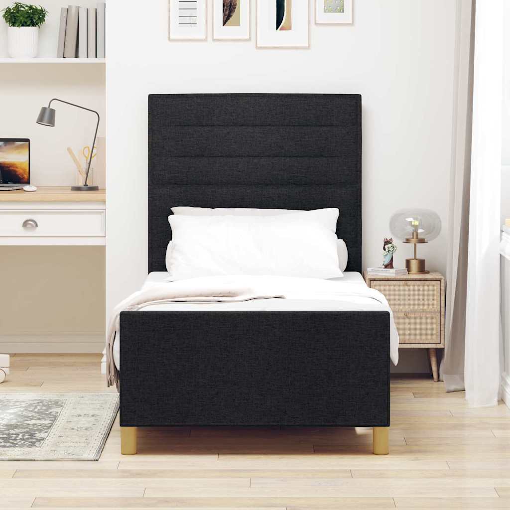 Bedframe met hoofdeinde Zwart 80 x 200 cm Stof is nu te koop bij PeponiXL, paradijselijk wonen!