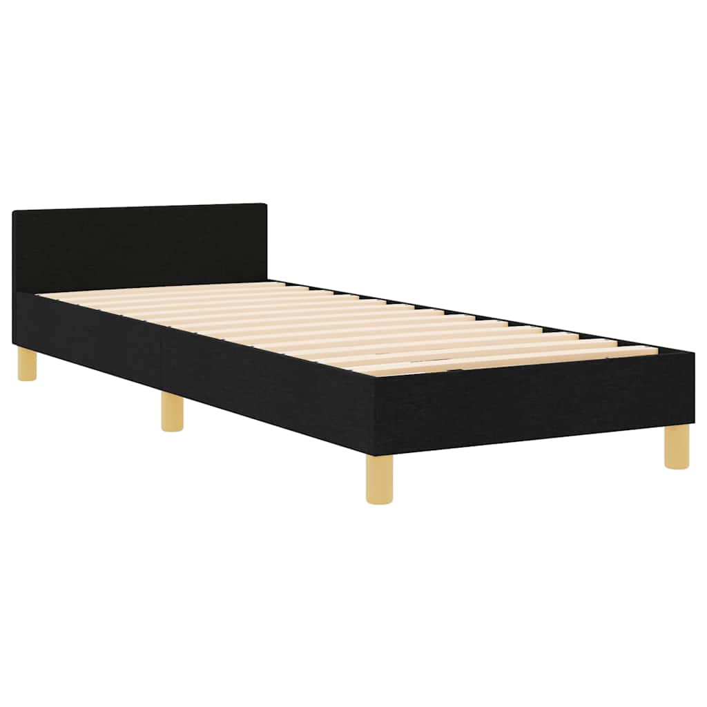Bedframe met hoofdeinde Zwart 80 x 200 cm Stof is nu te koop bij PeponiXL, paradijselijk wonen!