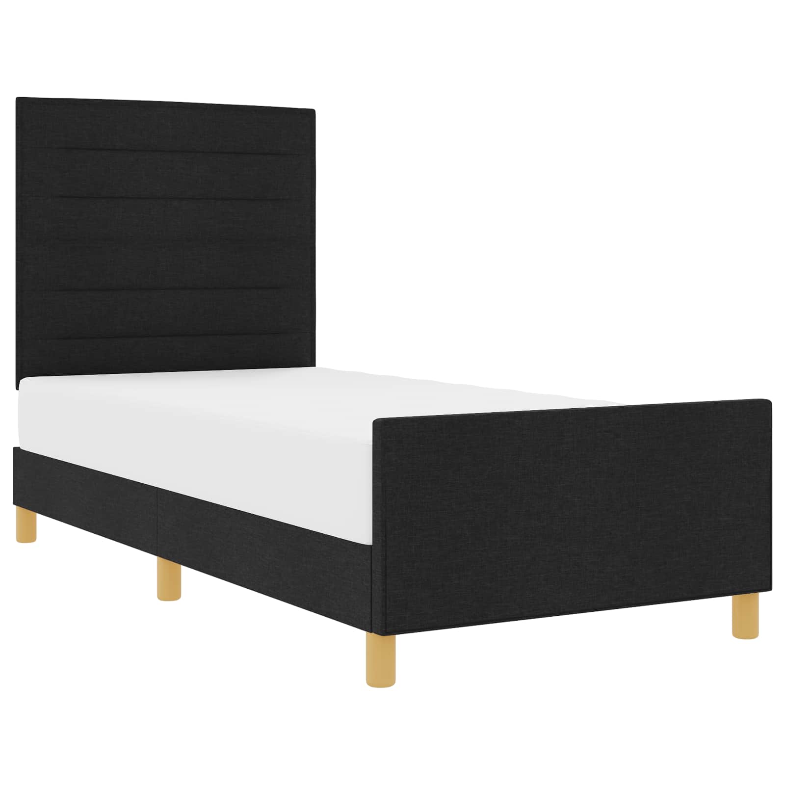 Bedframe met hoofdeinde Zwart 90 x 190 cm Stof is nu te koop bij PeponiXL, paradijselijk wonen!