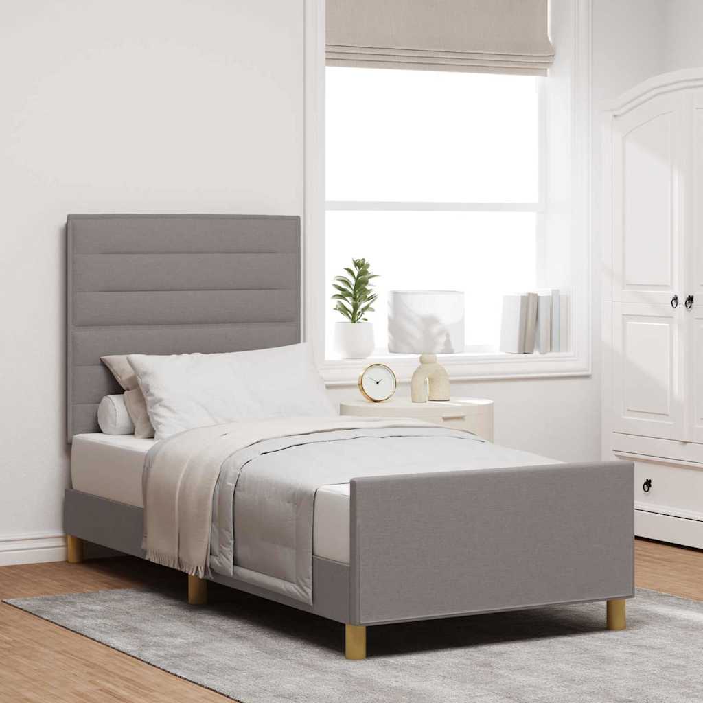 Bedframe met hoofdeinde Taupe 90 x 190 cm Stof is nu te koop bij PeponiXL, paradijselijk wonen!