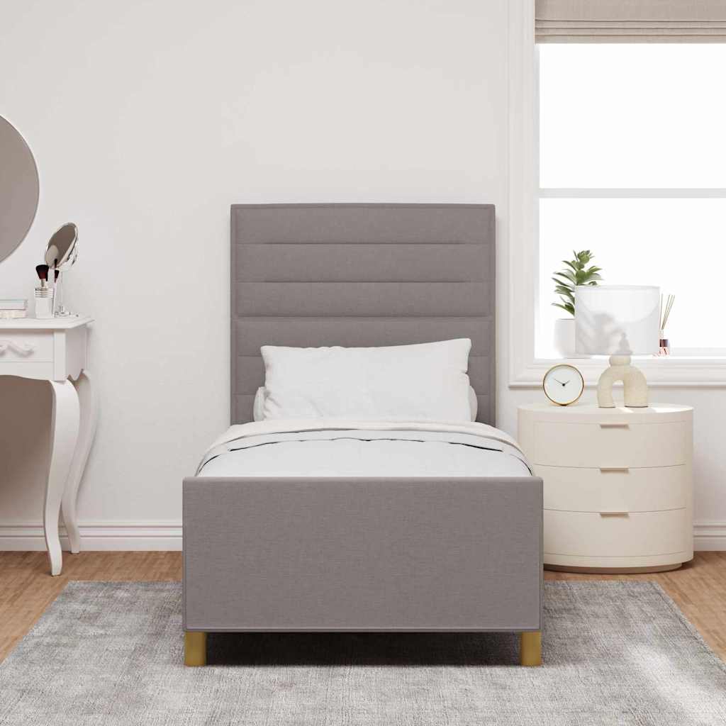 Bedframe met hoofdeinde Taupe 90 x 190 cm Stof is nu te koop bij PeponiXL, paradijselijk wonen!