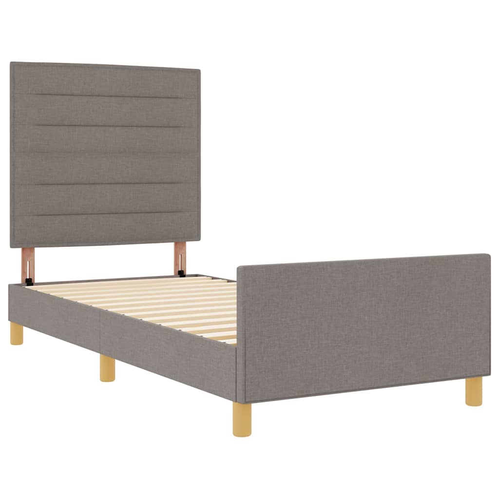 Bedframe met hoofdeinde Taupe 90 x 190 cm Stof is nu te koop bij PeponiXL, paradijselijk wonen!