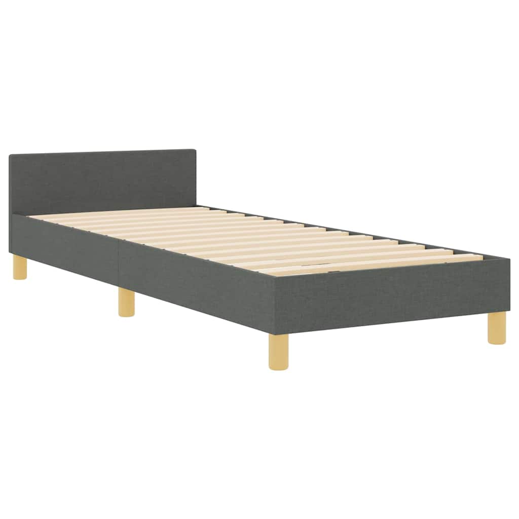 Bedframe met hoofdeinde Donkergrijs 90 x 200 cm Stof is nu te koop bij PeponiXL, paradijselijk wonen!