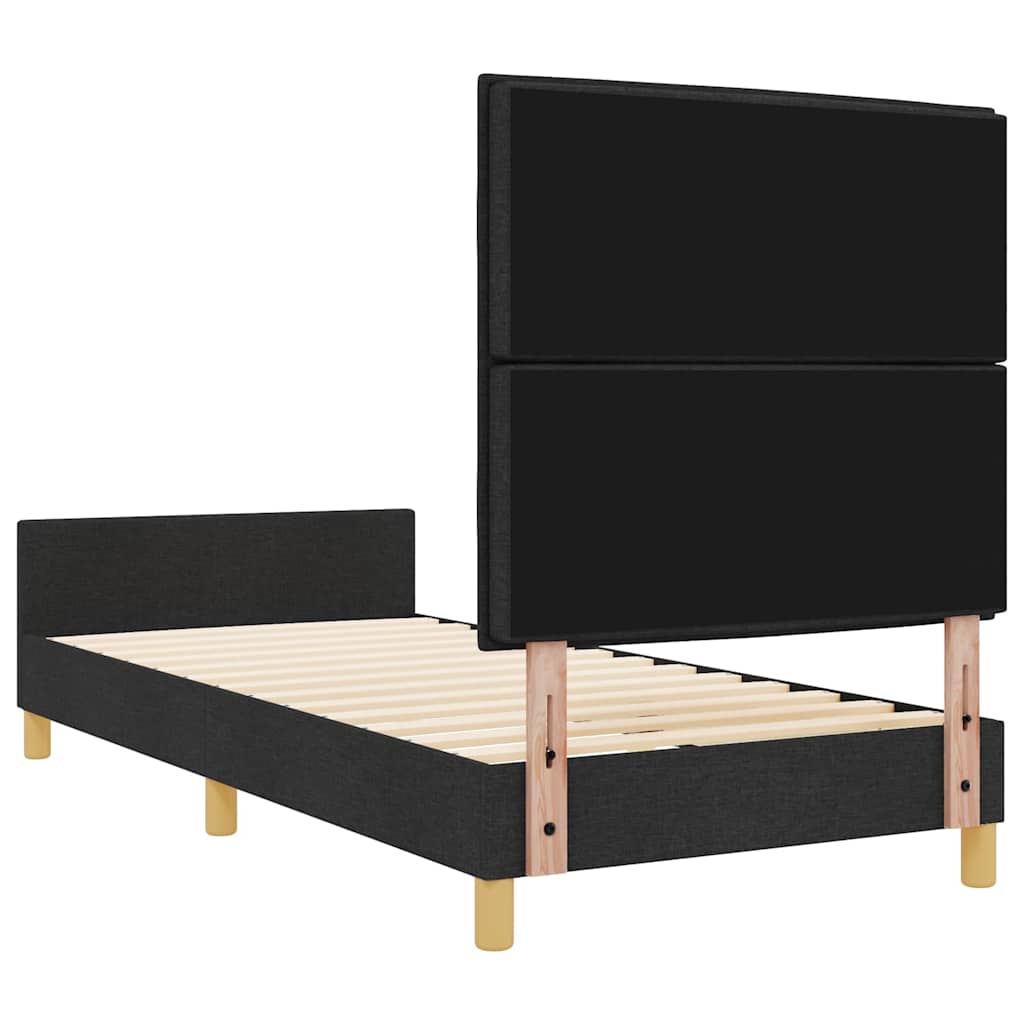 Bedframe met hoofdeinde Zwart 90 x 200 cm Stof is nu te koop bij PeponiXL, paradijselijk wonen!