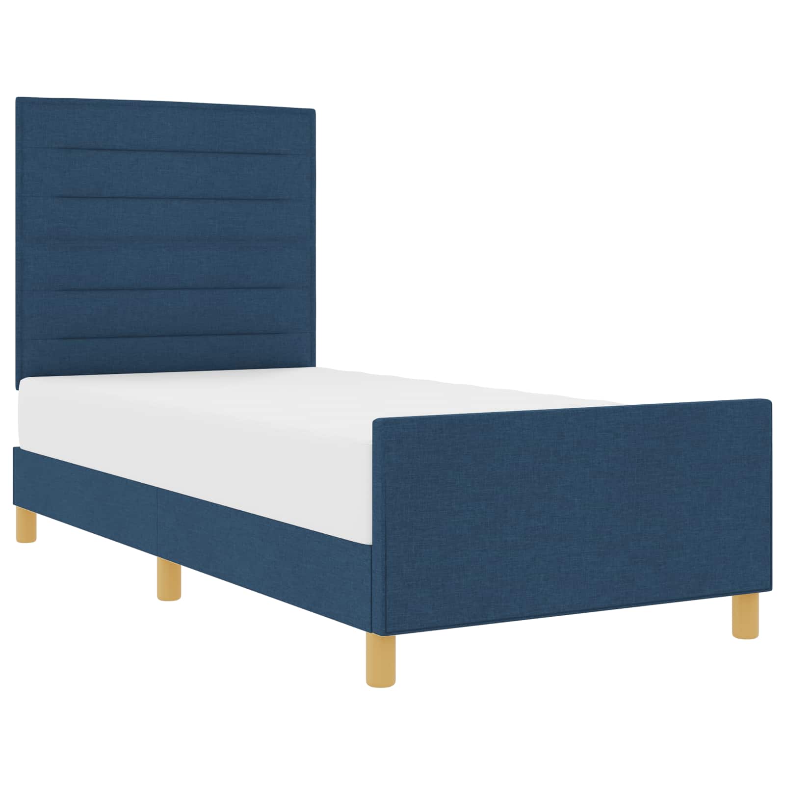 Bedframe met hoofdeinde Blauw 90 x 200 cm Stof is nu te koop bij PeponiXL, paradijselijk wonen!