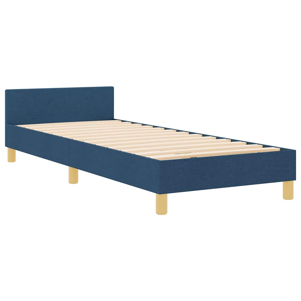 Bedframe met hoofdeinde Blauw 90 x 200 cm Stof is nu te koop bij PeponiXL, paradijselijk wonen!