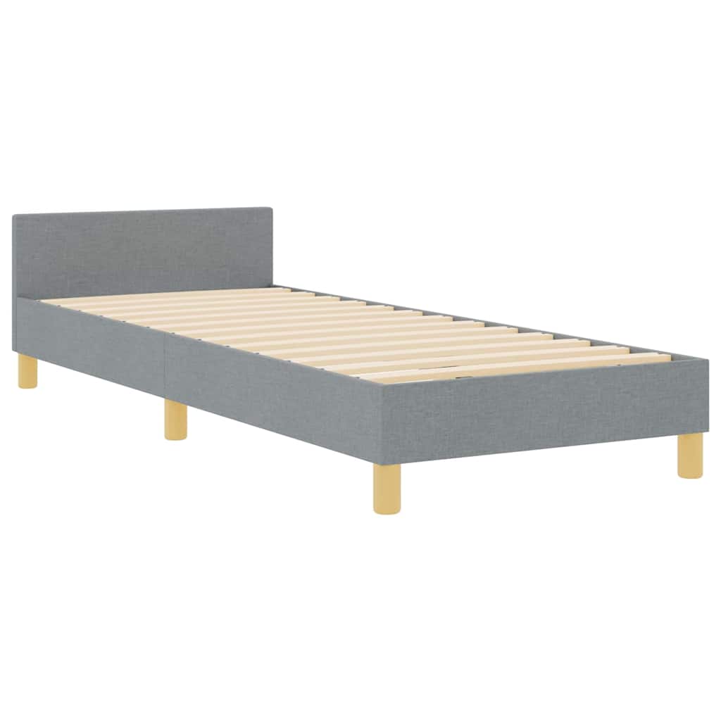 Bedframe met hoofdeinde Lichtgrijs 100 x 200 cm Stof is nu te koop bij PeponiXL, paradijselijk wonen!