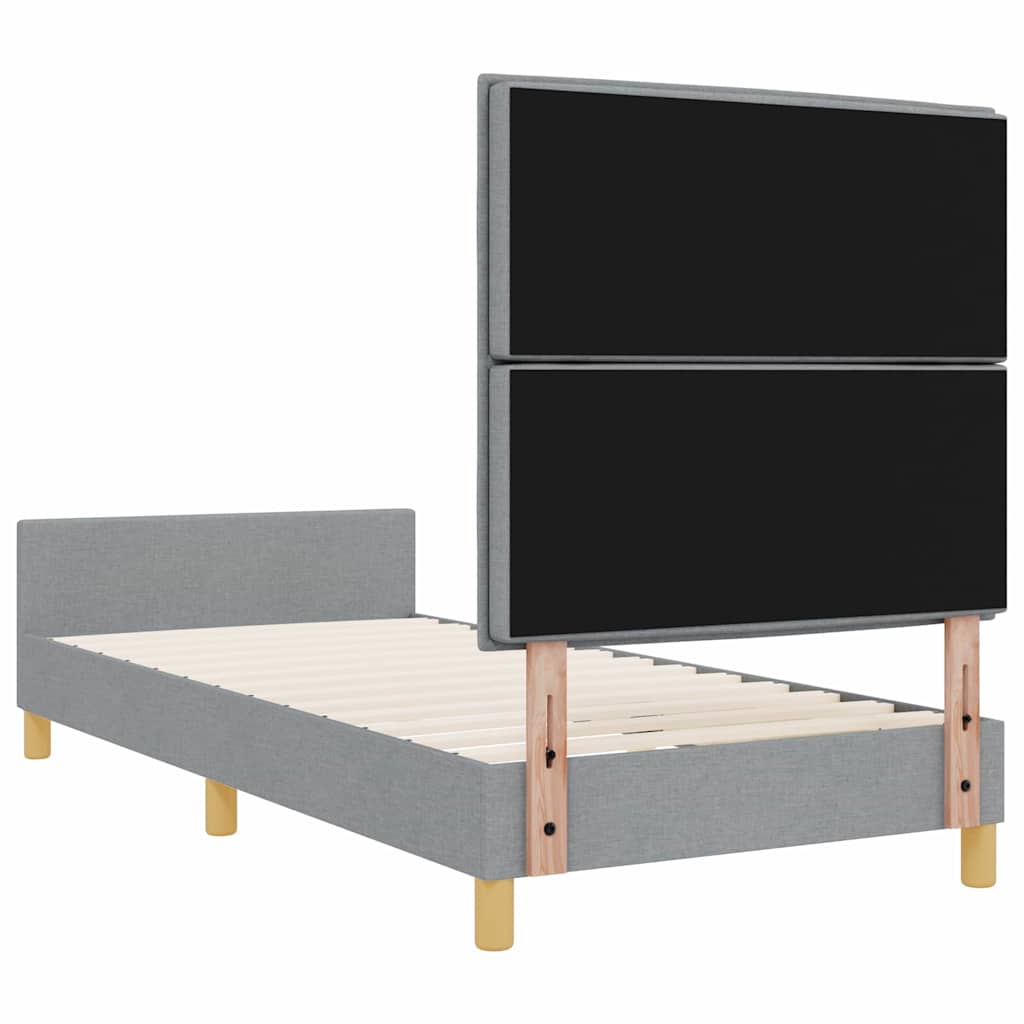 Bedframe met hoofdeinde Lichtgrijs 100 x 200 cm Stof is nu te koop bij PeponiXL, paradijselijk wonen!
