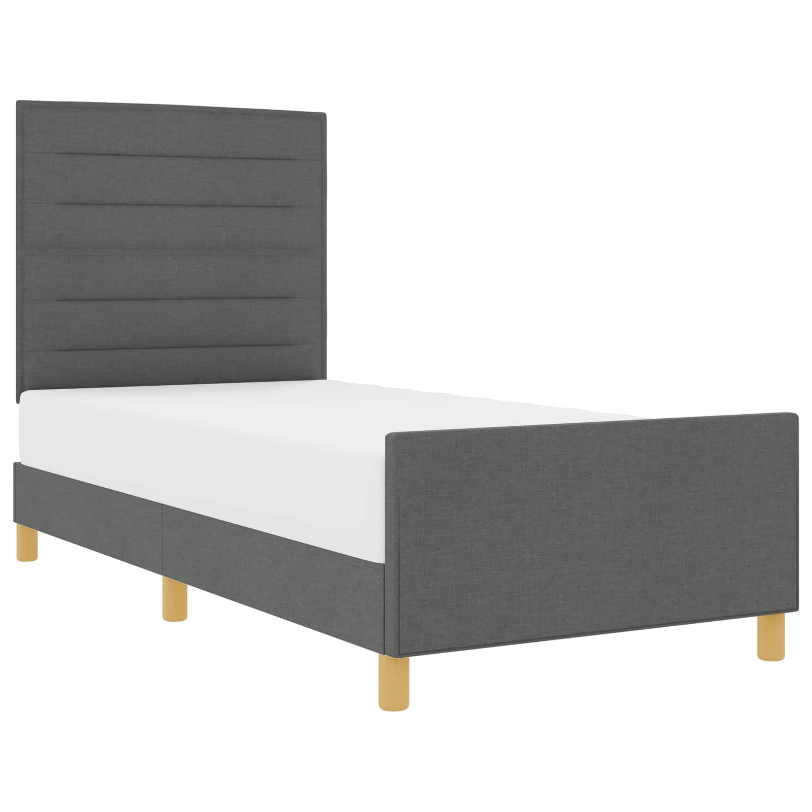 Bedframe met hoofdeinde Donkergrijs 100 x 200 cm Stof is nu te koop bij PeponiXL, paradijselijk wonen!
