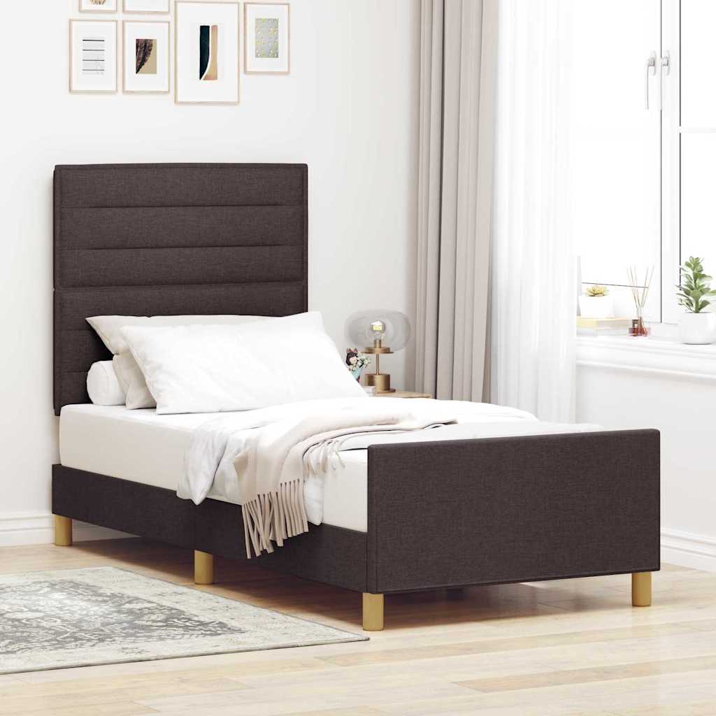 Bedframe met hoofdeinde Donkerbruin 100 x 200 cm Stof is nu te koop bij PeponiXL, paradijselijk wonen!
