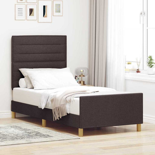 Bedframe met hoofdeinde Donkerbruin 100 x 200 cm Stof is nu te koop bij PeponiXL, paradijselijk wonen!