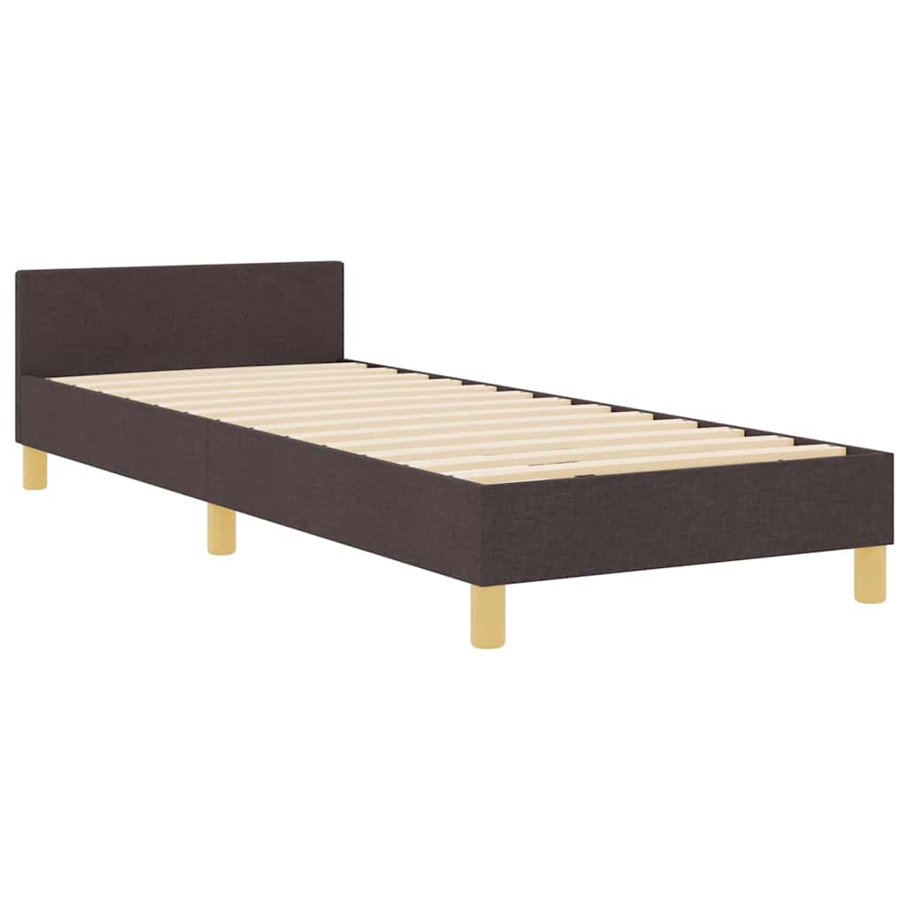 Bedframe met hoofdeinde Donkerbruin 100 x 200 cm Stof is nu te koop bij PeponiXL, paradijselijk wonen!