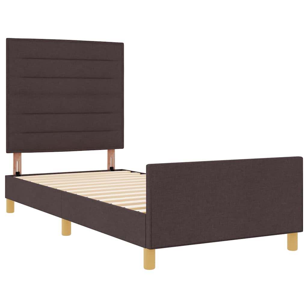 Bedframe met hoofdeinde Donkerbruin 100 x 200 cm Stof is nu te koop bij PeponiXL, paradijselijk wonen!