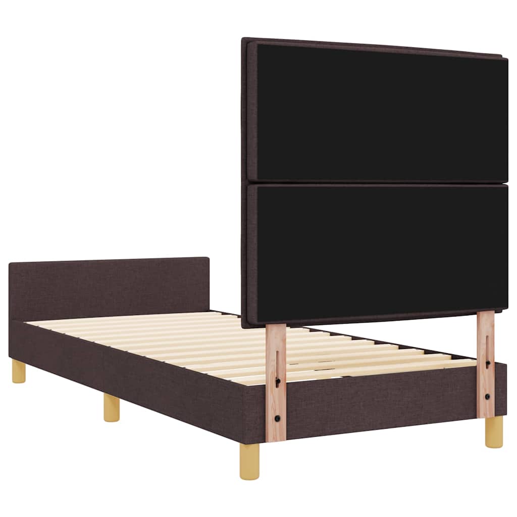 Bedframe met hoofdeinde Donkerbruin 100 x 200 cm Stof is nu te koop bij PeponiXL, paradijselijk wonen!