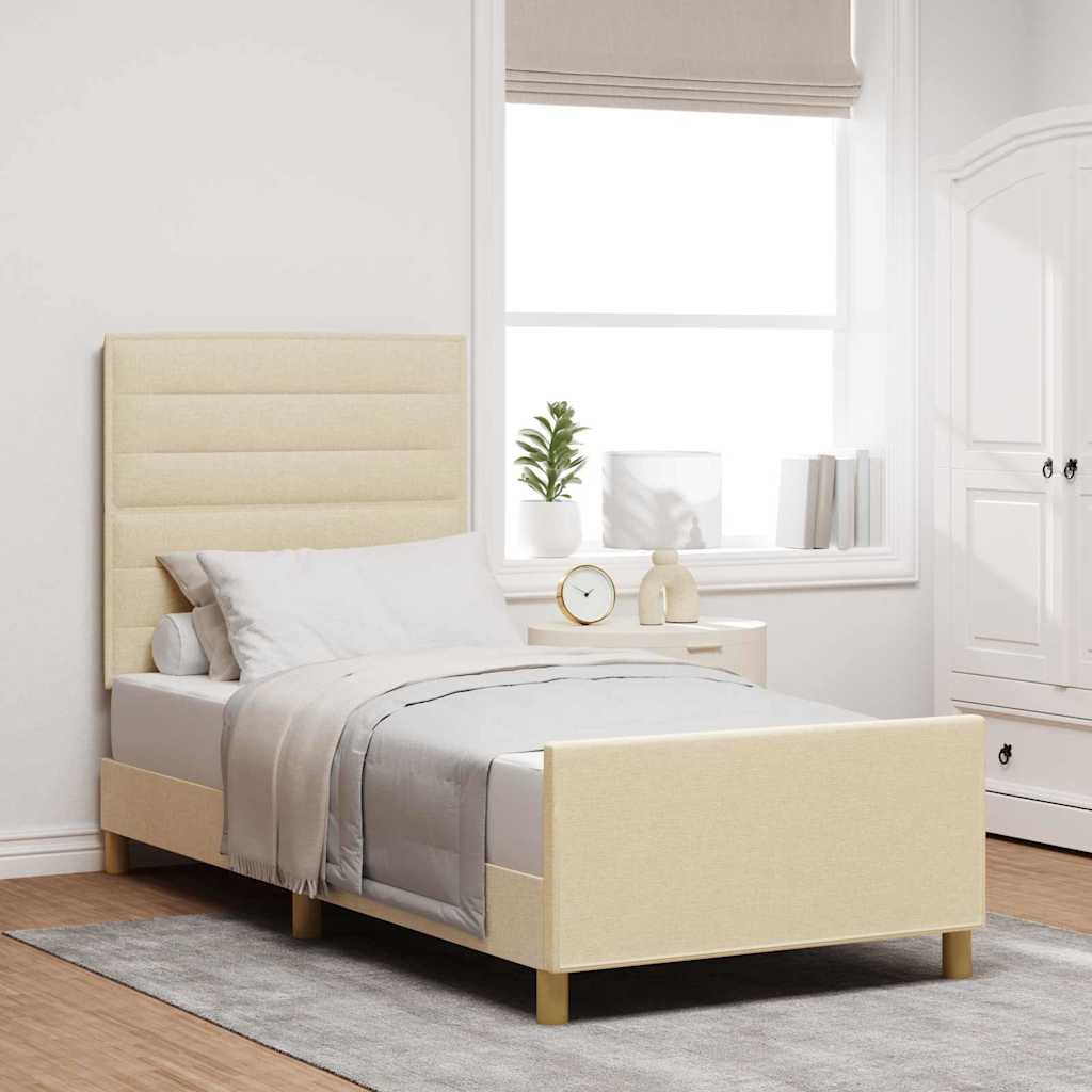 Bedframe met hoofdeinde Crème 100 x 200 cm Stof is nu te koop bij PeponiXL, paradijselijk wonen!