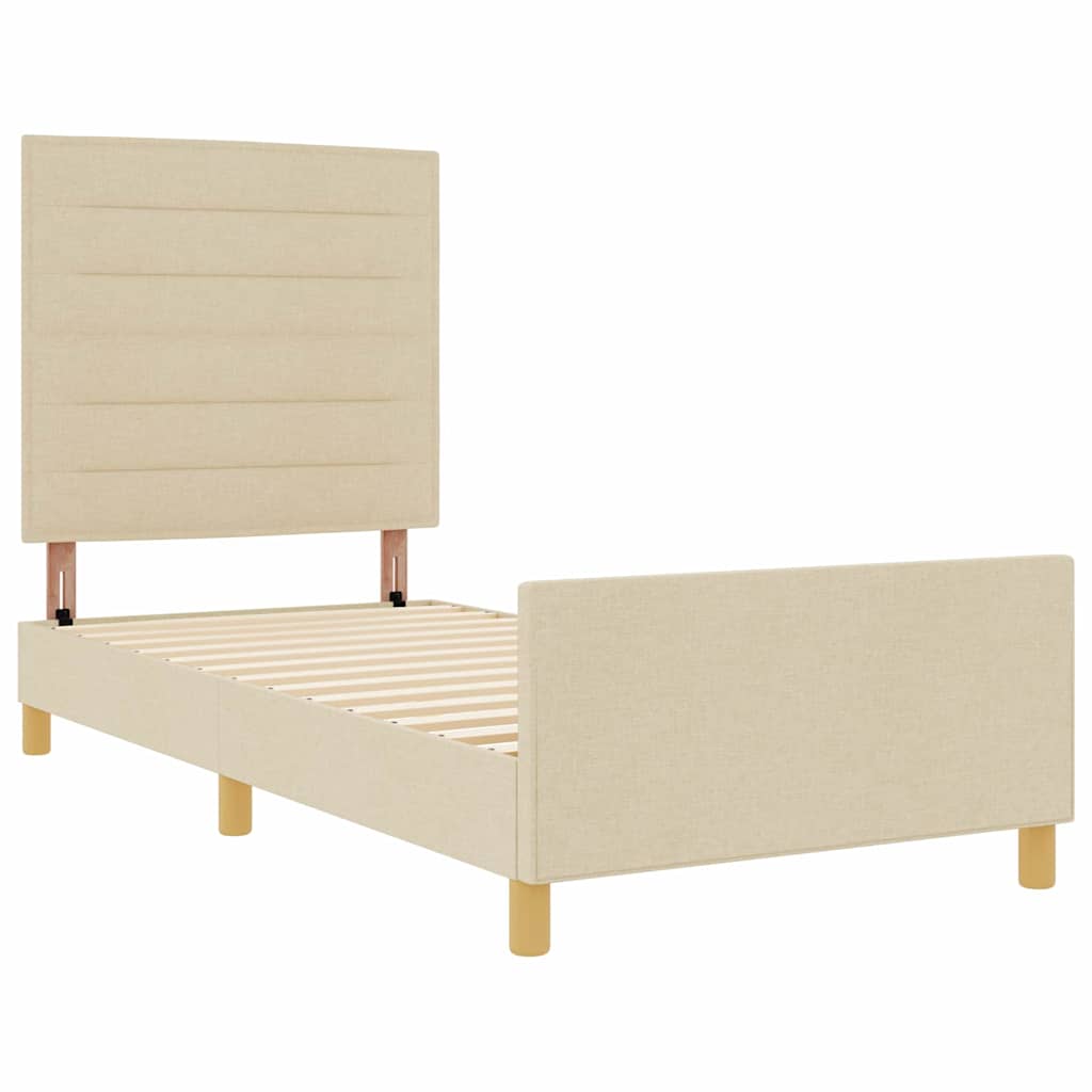 Bedframe met hoofdeinde Crème 100 x 200 cm Stof is nu te koop bij PeponiXL, paradijselijk wonen!