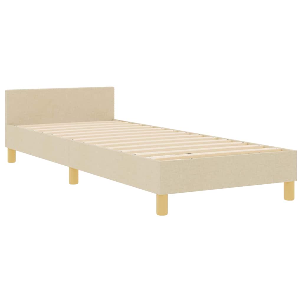 Bedframe met hoofdeinde Crème 100 x 200 cm Stof is nu te koop bij PeponiXL, paradijselijk wonen!