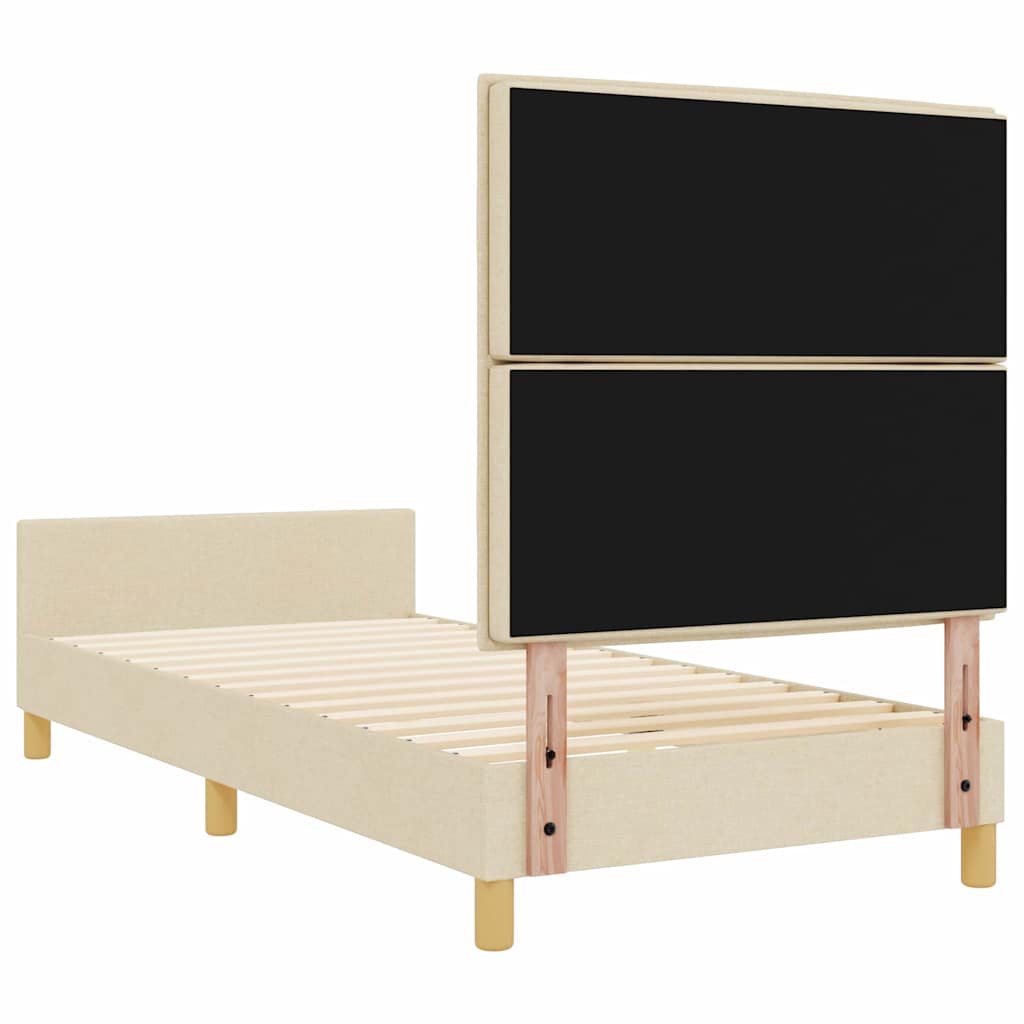 Bedframe met hoofdeinde Crème 100 x 200 cm Stof is nu te koop bij PeponiXL, paradijselijk wonen!