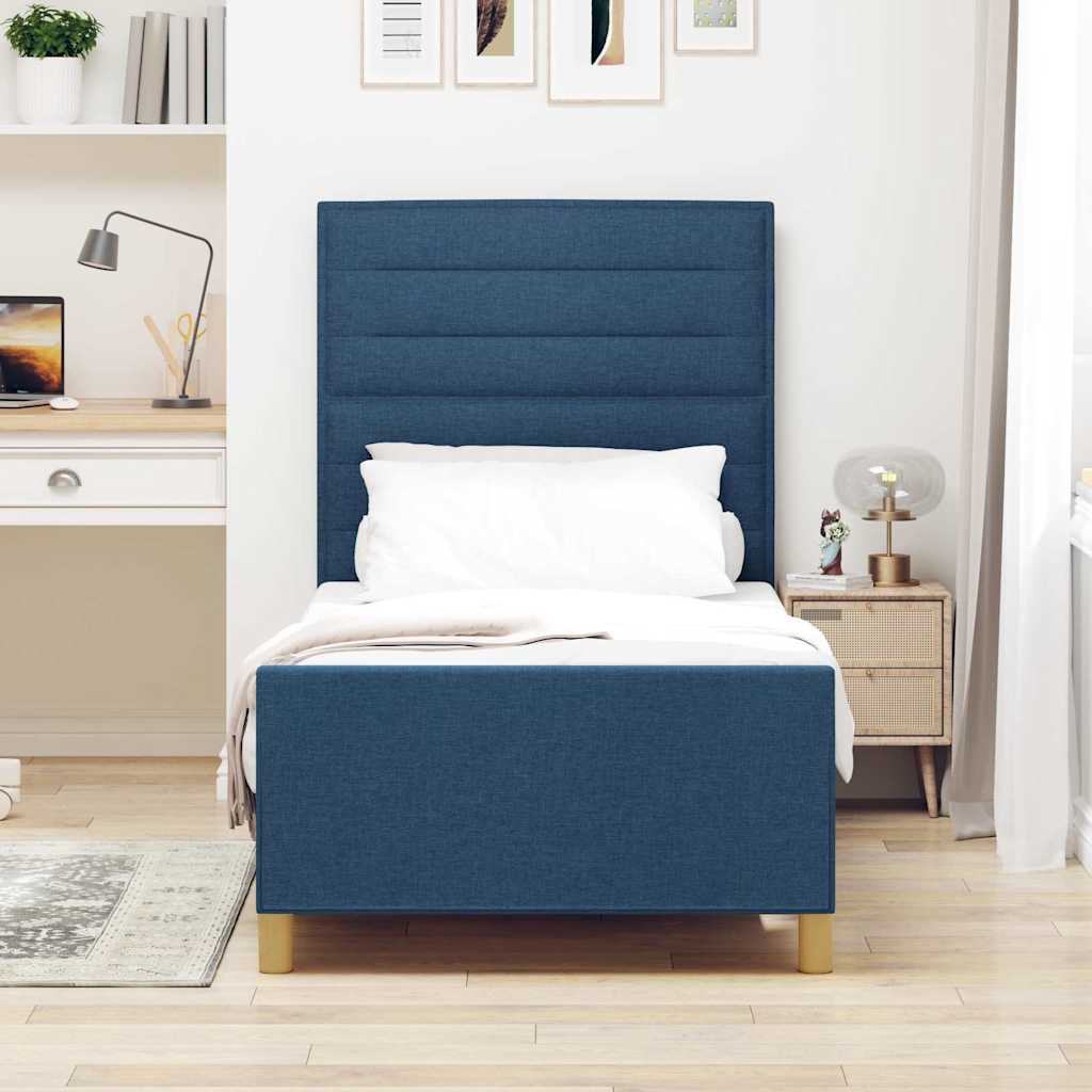 Bedframe met hoofdeinde Blauw 100 x 200 cm Stof is nu te koop bij PeponiXL, paradijselijk wonen!