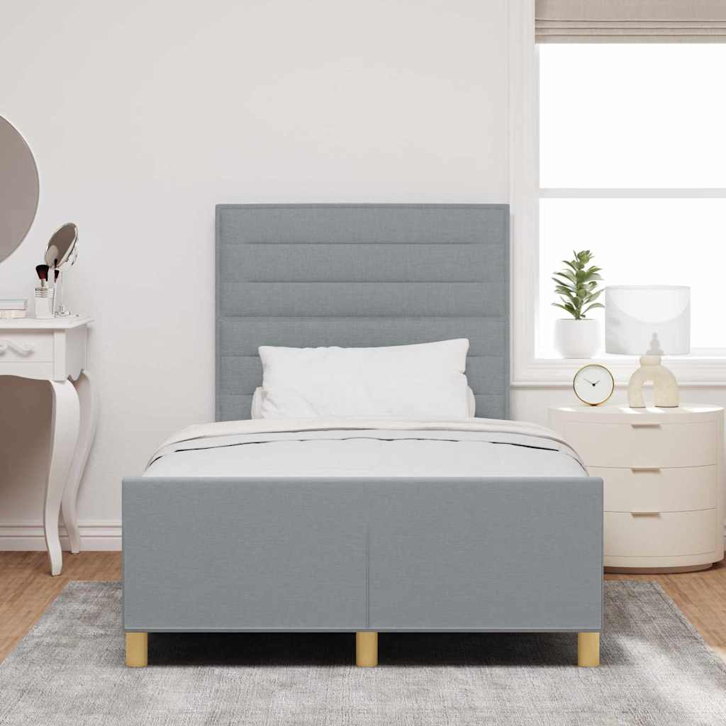 Bedframe met hoofdeinde Lichtgrijs 120 x 190 cm Stof is nu te koop bij PeponiXL, paradijselijk wonen!