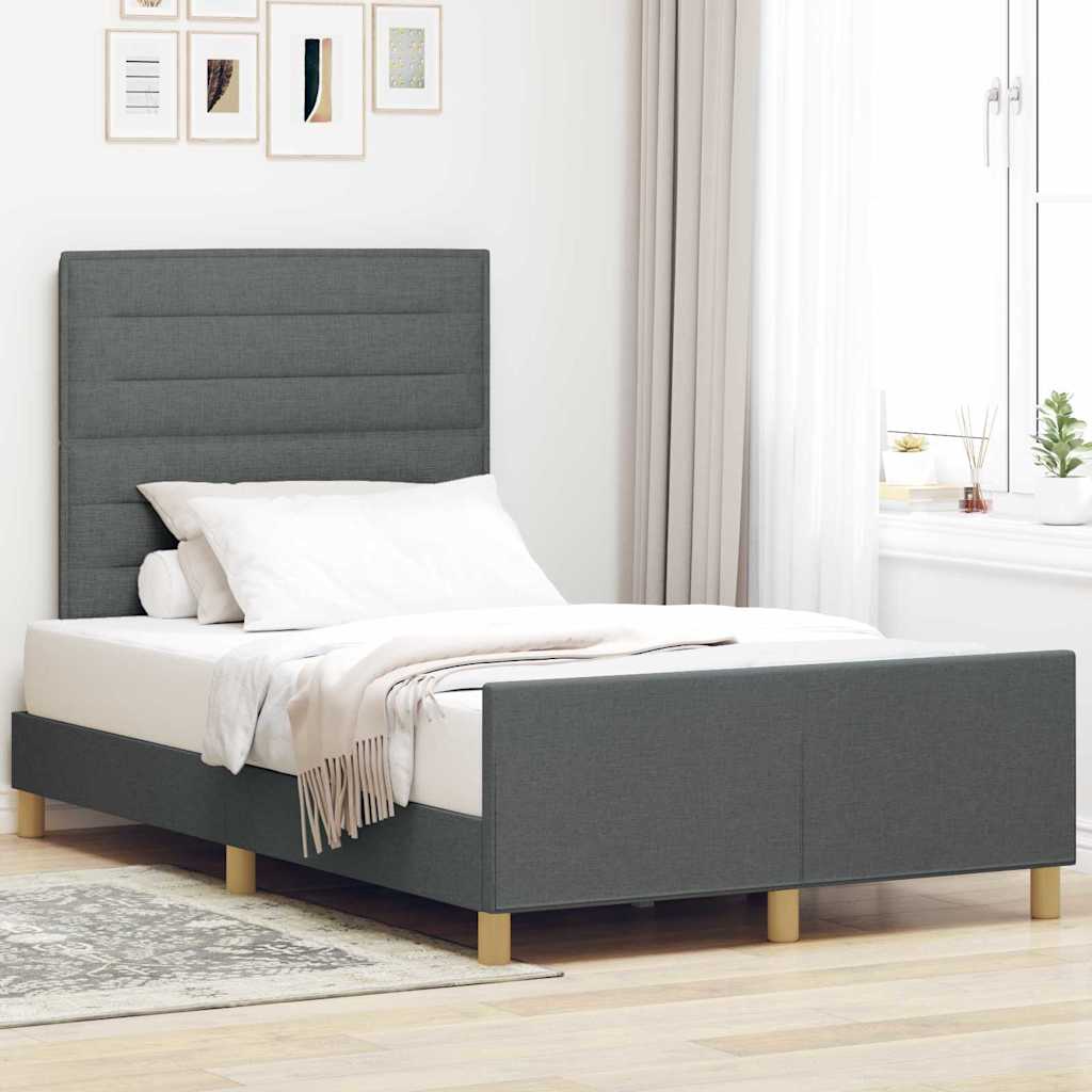 Bedframe met hoofdeinde Donkergrijs 120 x 190 cm Stof is nu te koop bij PeponiXL, paradijselijk wonen!