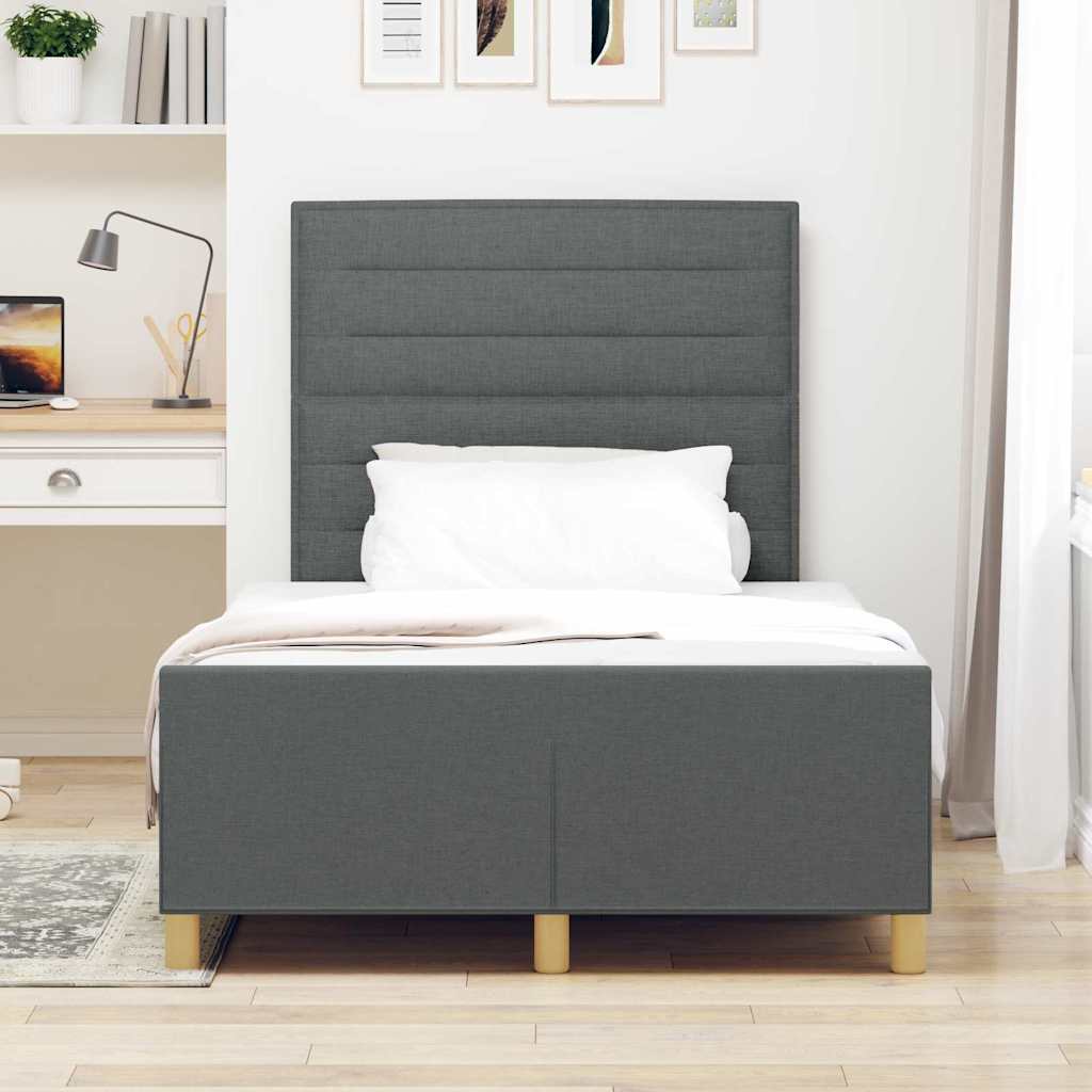 Bedframe met hoofdeinde Donkergrijs 120 x 190 cm Stof is nu te koop bij PeponiXL, paradijselijk wonen!