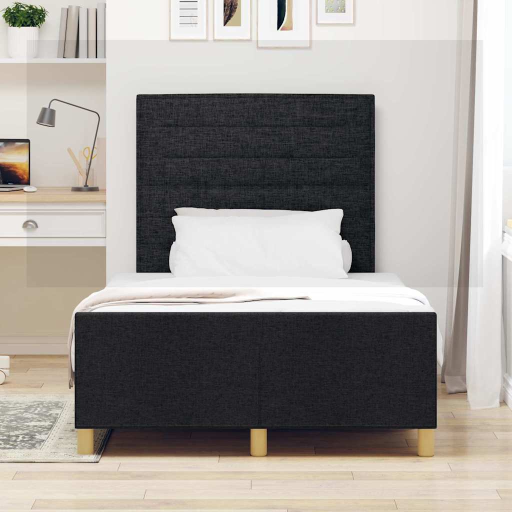 Bedframe met hoofdeinde Zwart 120 x 190 cm Stof is nu te koop bij PeponiXL, paradijselijk wonen!