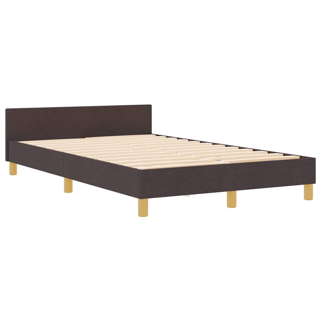 Bedframe met hoofdeinde Donkerbruin 120 x 190 cm Stof is nu te koop bij PeponiXL, paradijselijk wonen!