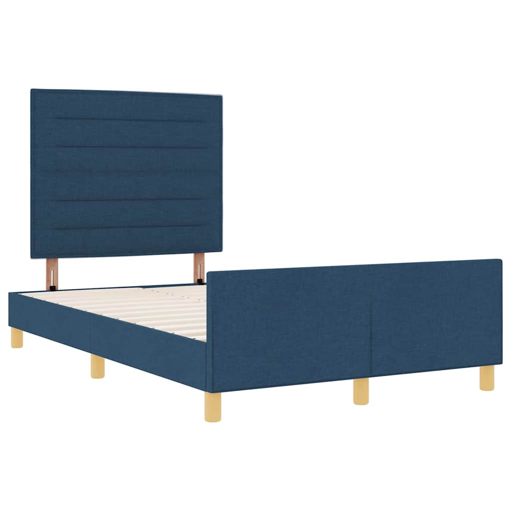 Bedframe met hoofdeinde Blauw 120 x 190 cm Stof is nu te koop bij PeponiXL, paradijselijk wonen!