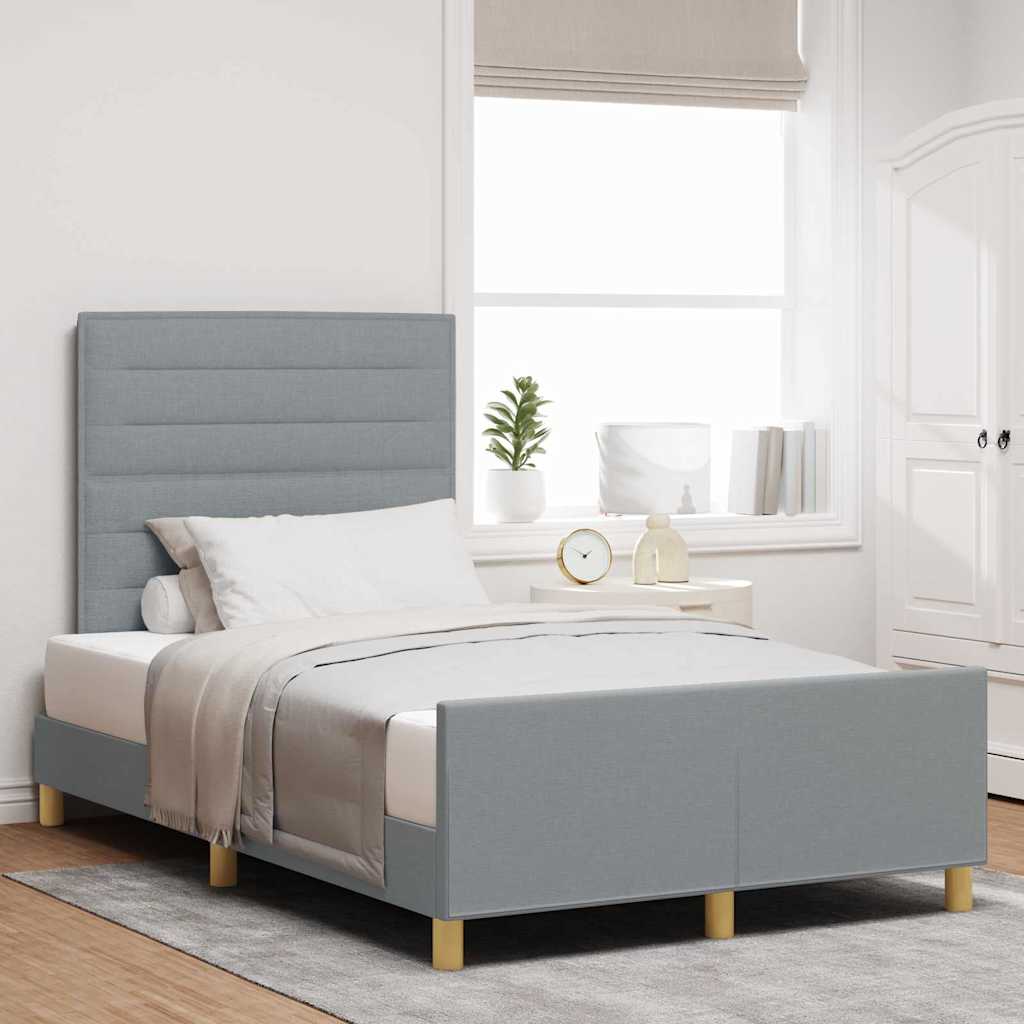 Bedframe met hoofdeinde Lichtgrijs 120 x 200 cm Stof is nu te koop bij PeponiXL, paradijselijk wonen!