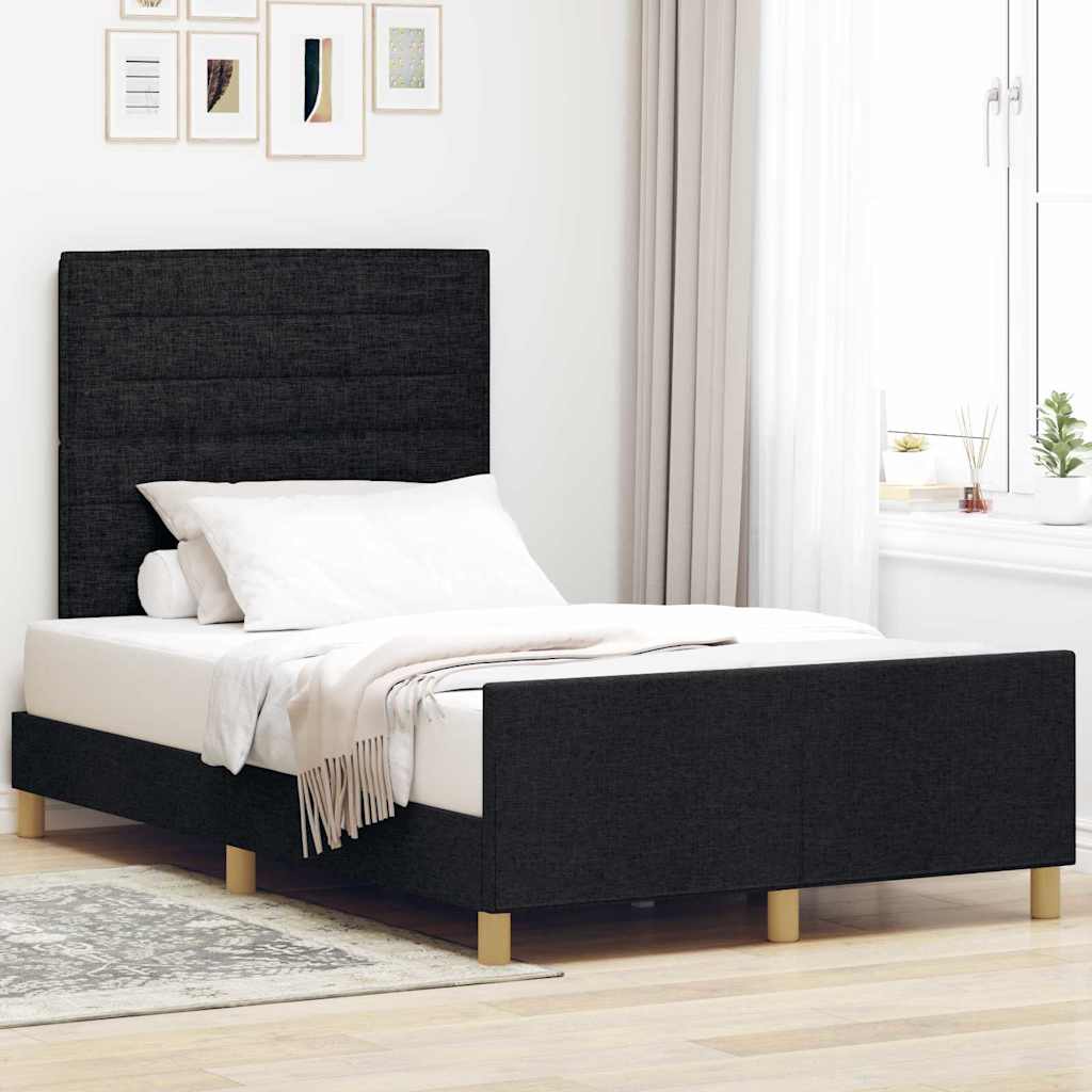 Bedframe met hoofdeinde Zwart 120 x 200 cm Stof is nu te koop bij PeponiXL, paradijselijk wonen!