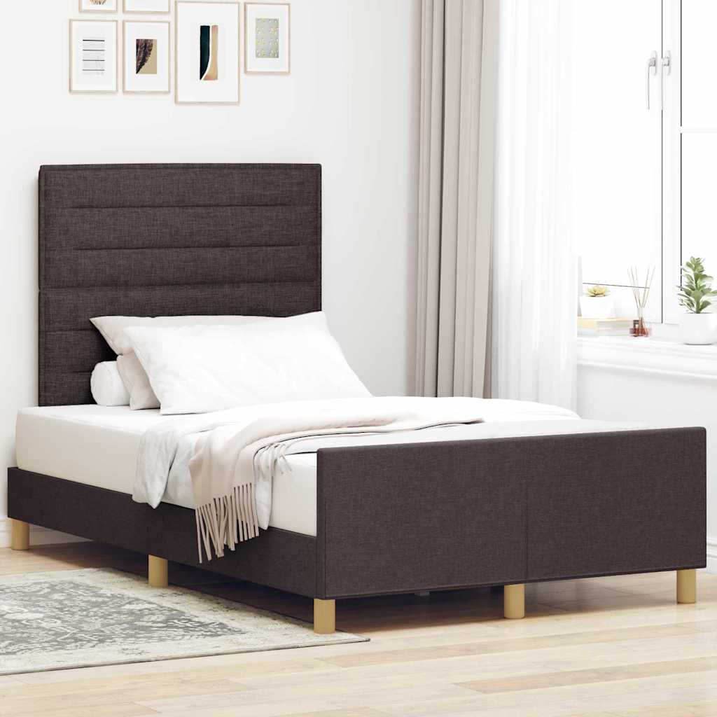 Bedframe met hoofdeinde Donkerbruin 120 x 200 cm Stof is nu te koop bij PeponiXL, paradijselijk wonen!
