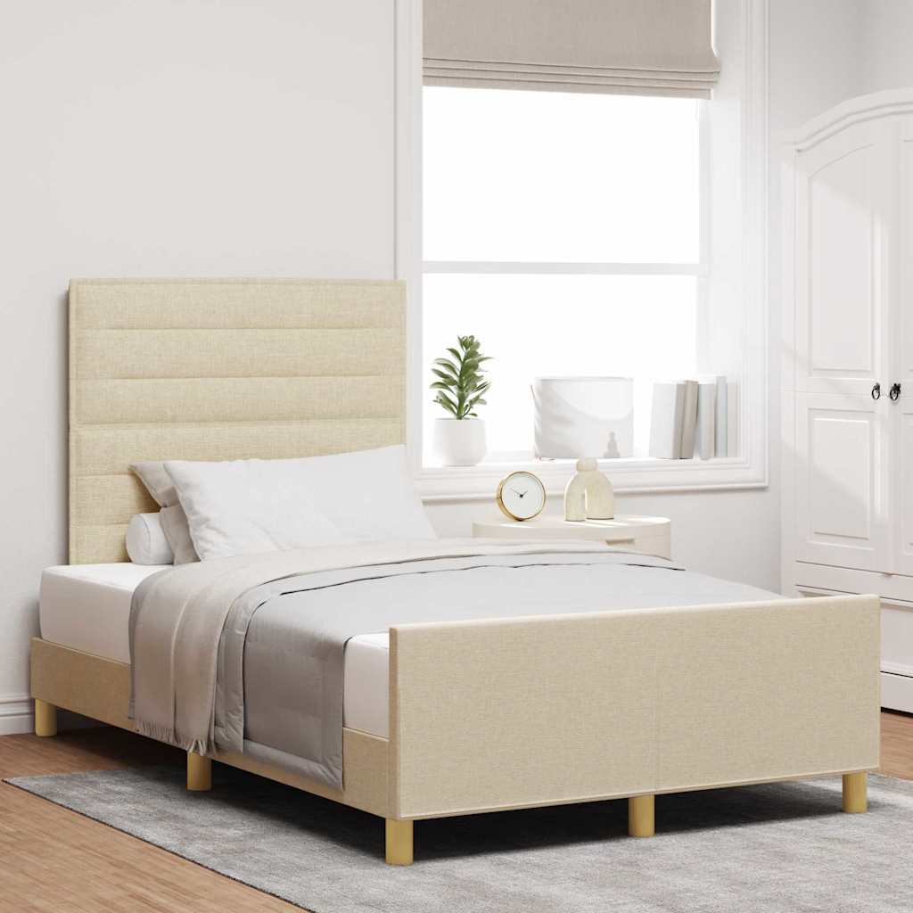Bedframe met hoofdeinde Crème 120 x 200 cm Stof is nu te koop bij PeponiXL, paradijselijk wonen!