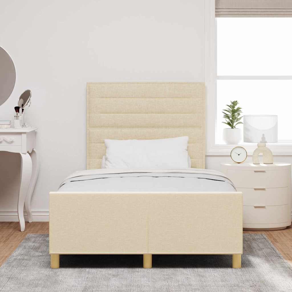 Bedframe met hoofdeinde Crème 120 x 200 cm Stof is nu te koop bij PeponiXL, paradijselijk wonen!