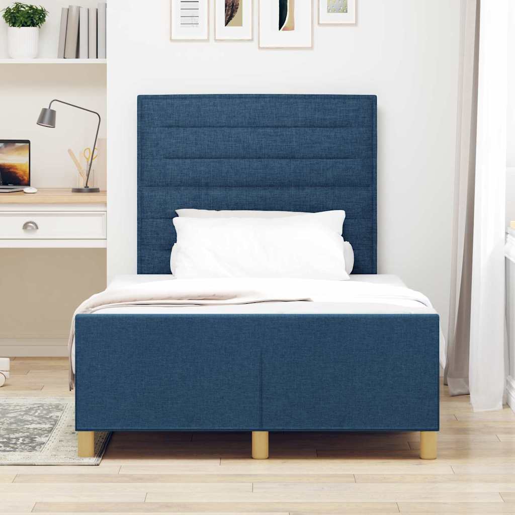 Bedframe met hoofdeinde Blauw 120 x 200 cm Stof is nu te koop bij PeponiXL, paradijselijk wonen!