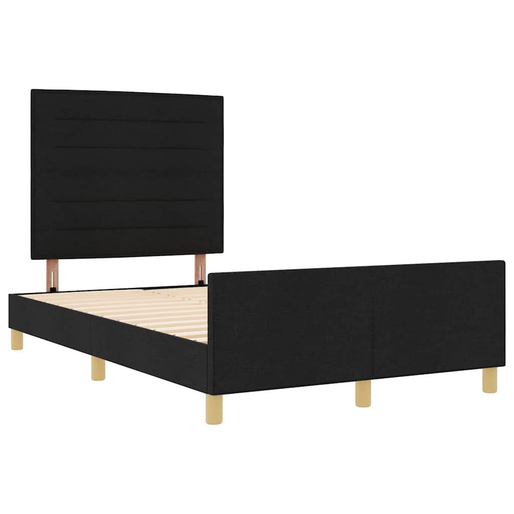 Bedframe met hoofdeinde Zwart 140 x 190 cm Stof is nu te koop bij PeponiXL, paradijselijk wonen!
