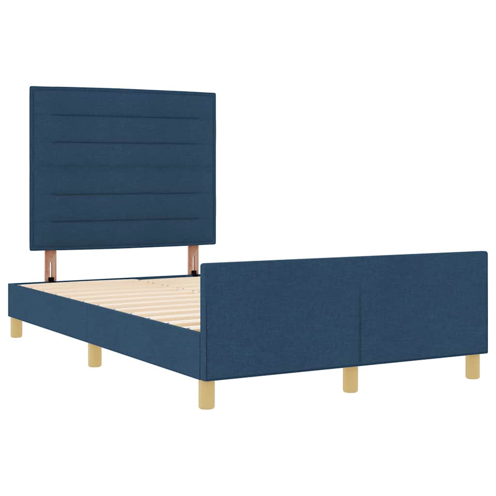 Bedframe met hoofdeinde Blauw 140 x 190 cm Stof is nu te koop bij PeponiXL, paradijselijk wonen!