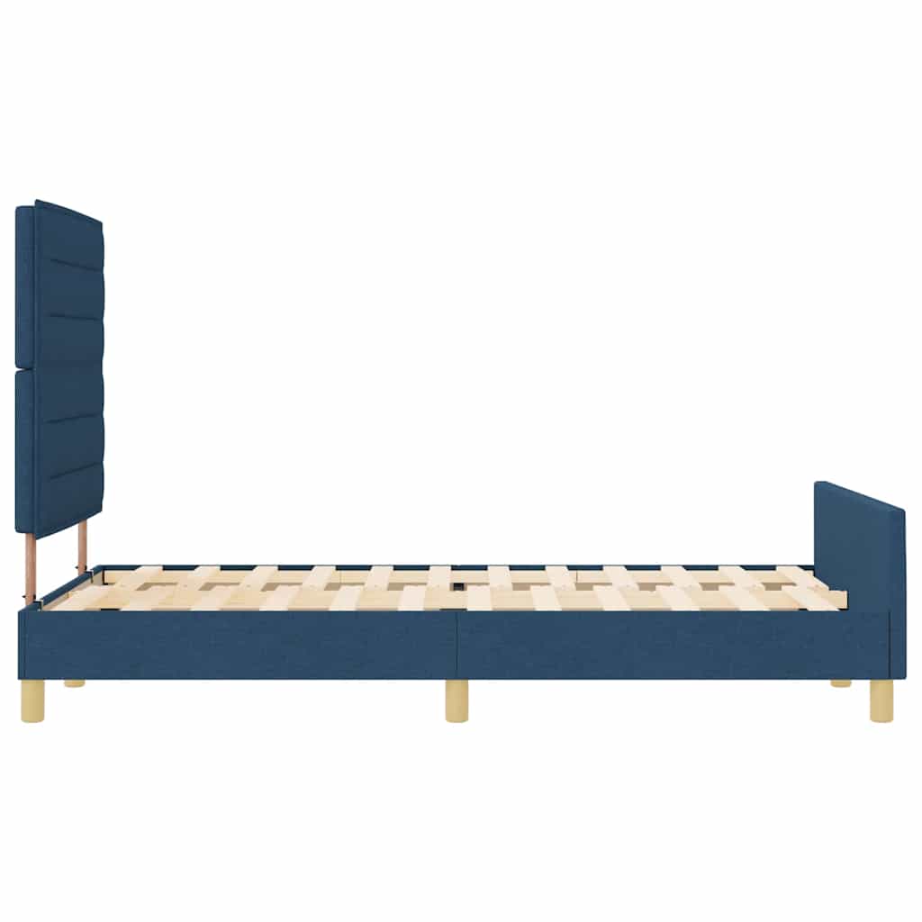 Bedframe met hoofdeinde Blauw 140 x 190 cm Stof is nu te koop bij PeponiXL, paradijselijk wonen!