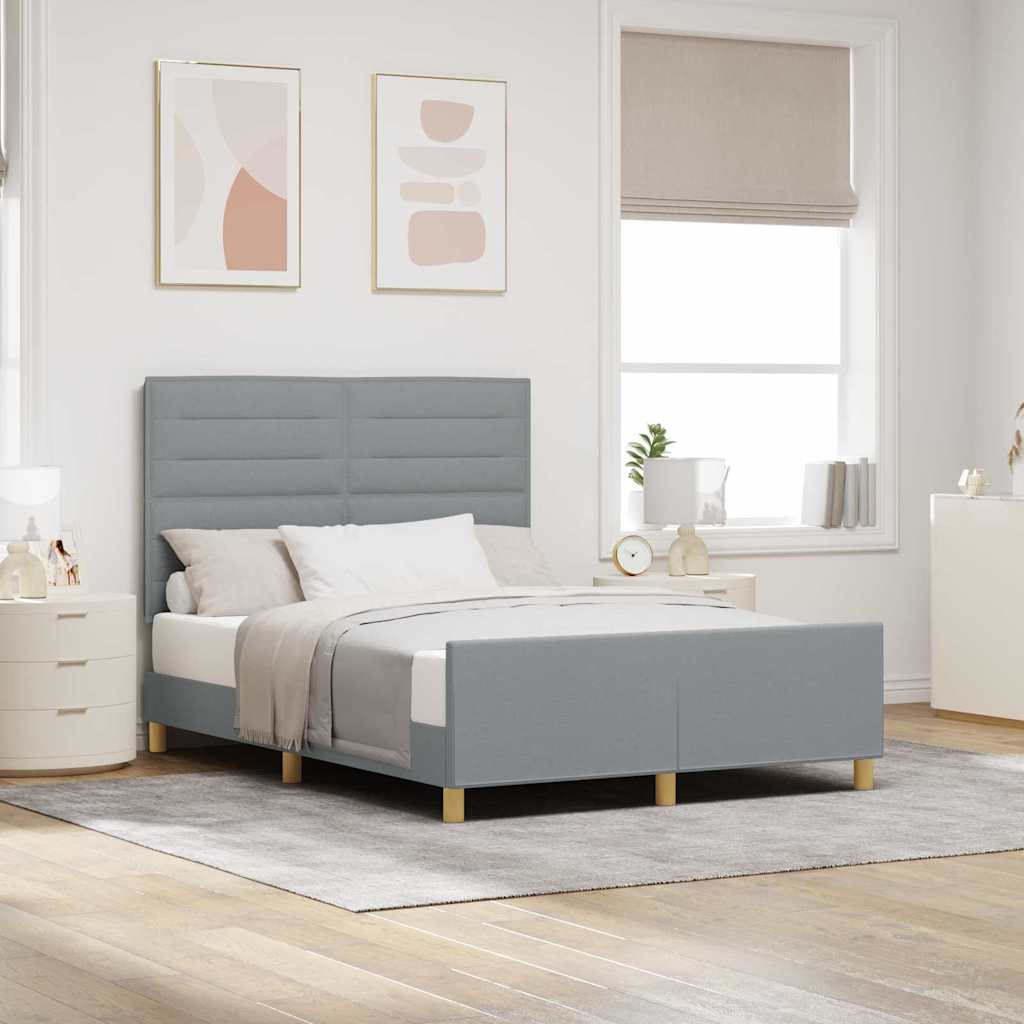 Bedframe met hoofdeinde Lichtgrijs 140 x 200 cm Stof is nu te koop bij PeponiXL, paradijselijk wonen!